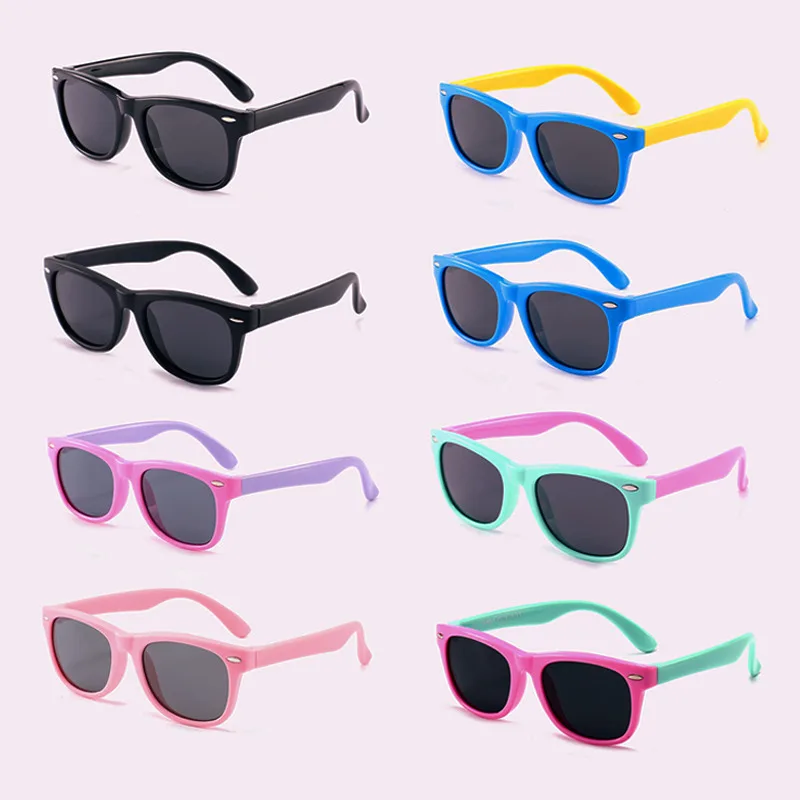 Round Polarized Kids Sunglasses Silicone Flexible Safety Children Sun Glasses Fashion Boys Girls Shades Eyewear UV400 Dropship