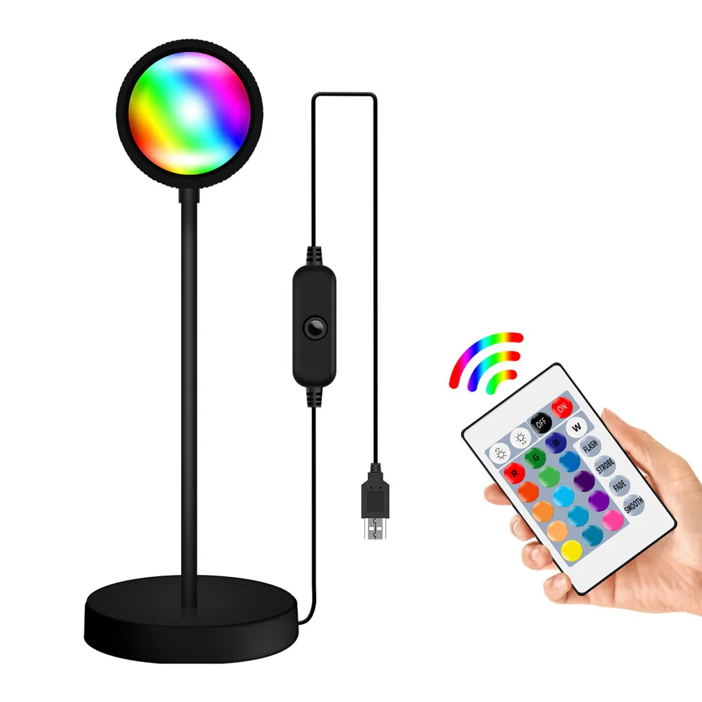 

USB Port RGB Sunset Lamp 16Colors With Remote Atmosphere Projection Night Light For Home Bedroom Background Decoration