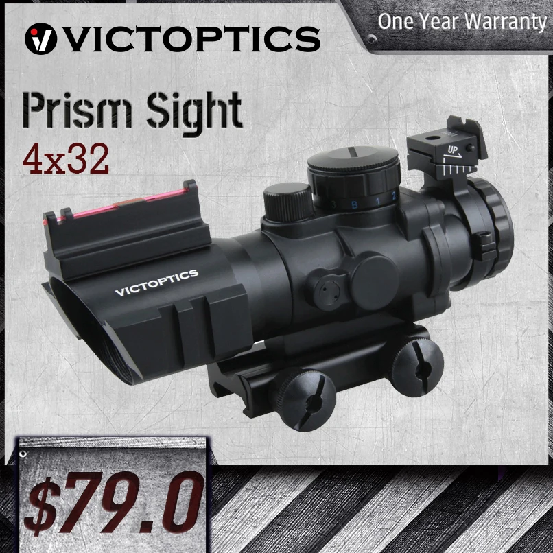 

Оптический прицел Victoptics 4x32, призматический прицел 1/2 MOA с шевроном для оптоволокна, быстросменная сетка 3 цветов, подходит для AR15 M4