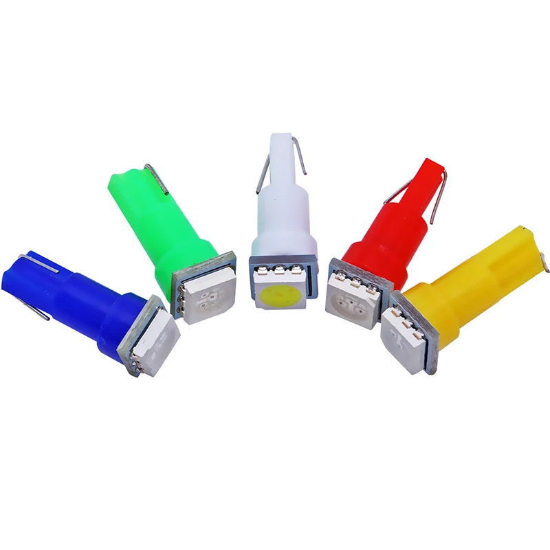 10PCS T5 LED 17 37 73 74 SMD 5050 Auto LED Lamp for Car Dashboard Instrument Wedge Light Bulb 12V White Blue Red Yellow Green images - 6