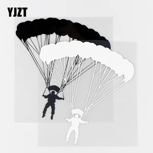 YJZT 14,5  15,6 см забавные парашютные виниловые наклейки силуэты небесно-голубого цвета автомобильные наклейки художественное украшение черныйсеребристый 10A-0425