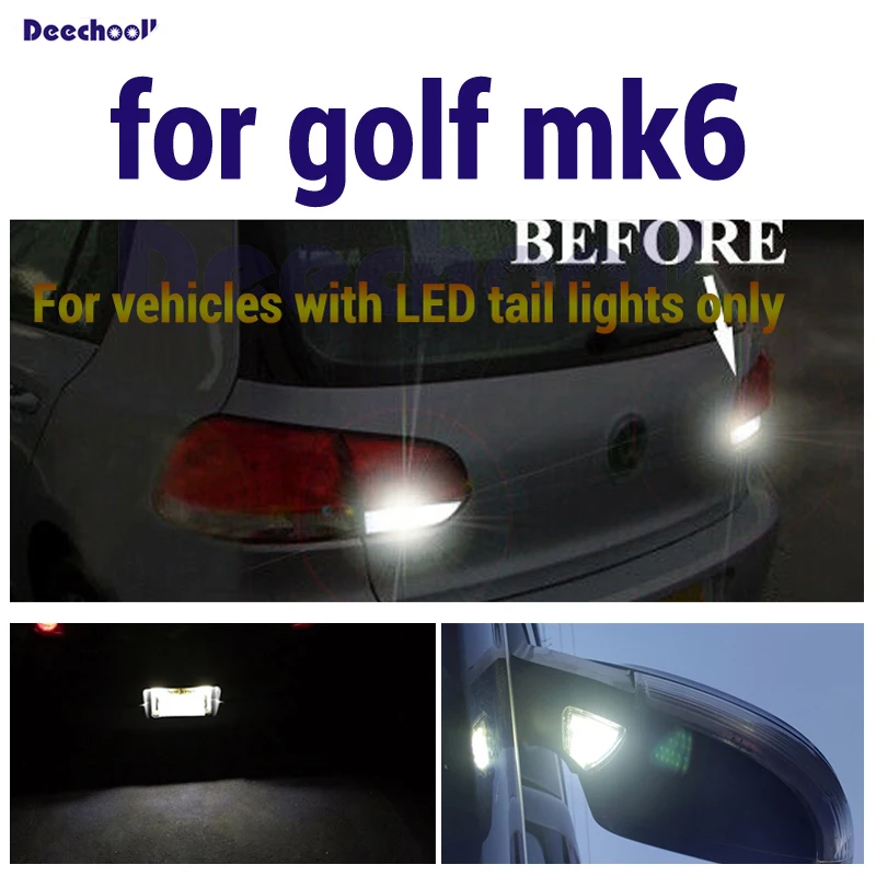 Чисто белый Canbus лампы заднего хода + для номерного знака Volkswagen VW golf 6 mk6 MKVI LED