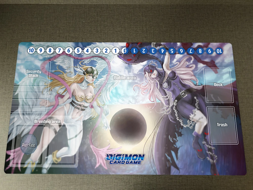 

Digimon Playmat Anime CCG DTCG Mat Angewomon Ladydevimon Trading Card Game Mat & Free Bag Anti-slip Desk Pad Mousepad 60x35cm