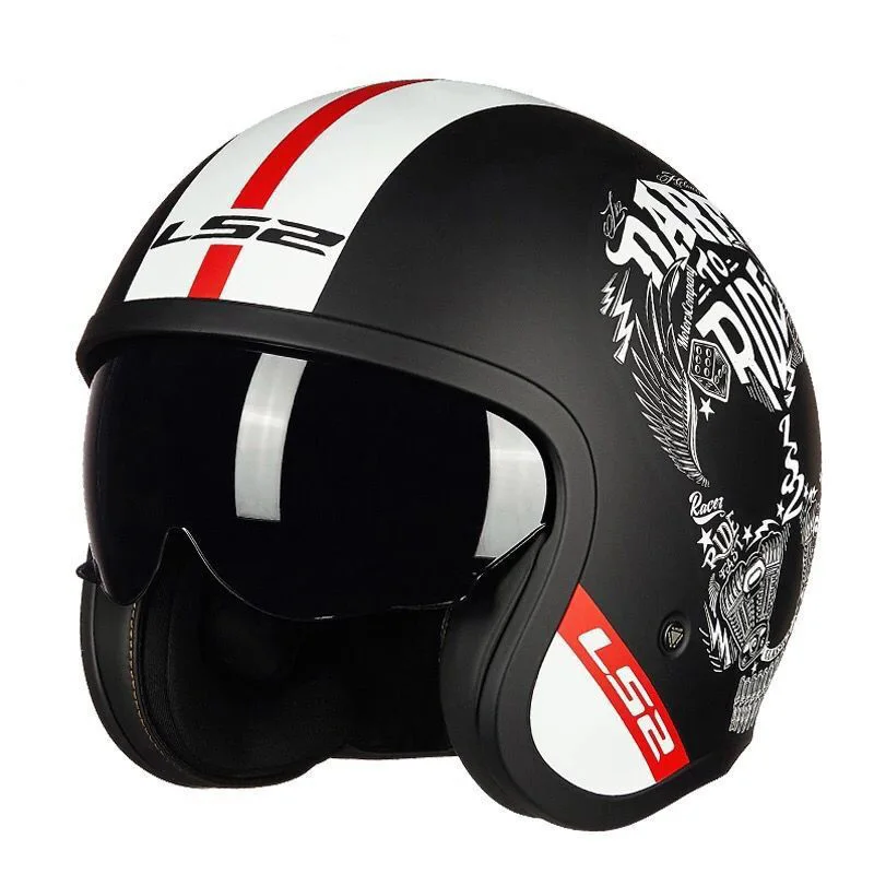 Мотоциклетный шлем унисекс для мужчин и женщин винтажный с открытым лицом