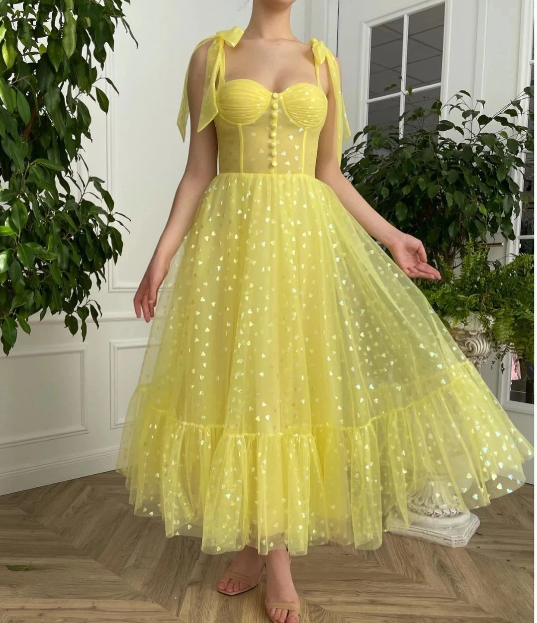 

ALLU RING Evening Dress Appliques Floral Button Sleeveless Strapless A-LINE Ankle-Length Prom De Fiesta Robe De Soiree