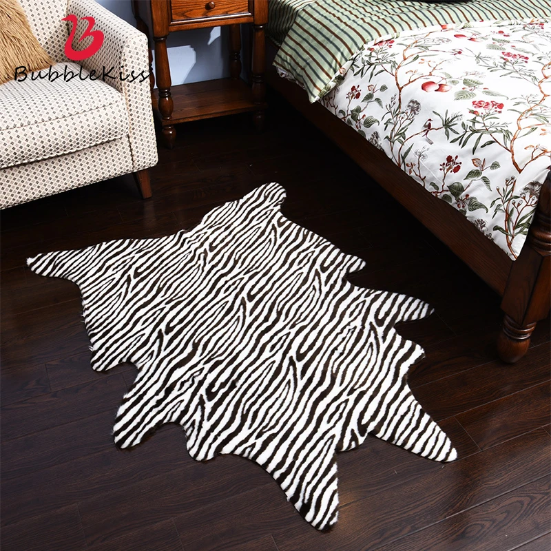 

Bubble Kiss Plush Fur Area Rugs Sheepskin Zebra Pattern Fluffy Carpet For Living Room Home Decorative Kids Bedroom Floor Mats