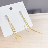 wholesale silver plated micro inlaid zircon tassel earrings womens long electro plated jewelry gift