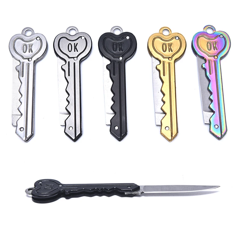 Knife Mini Open kit gadget Keychain Fold Pocket Keyring Ring Box Package Outdoor Tool Camp Key Opener Survive Blade | Безопасность и