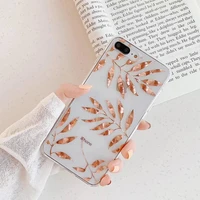 luxury glitter transparent case for iphone 12 mini 8 7 plus x xs max xr 11 pro max gold leaf clear back cover soft fundas coque