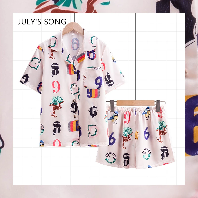 JULY'S SONG женская пижама из искусственного шелка шорты с рукавами 2 шт. летний