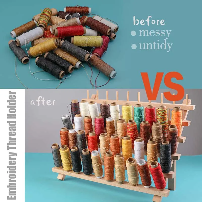 Стеллаж для хранения с деревянной нитью на катушке 60 шт. складной органайзер