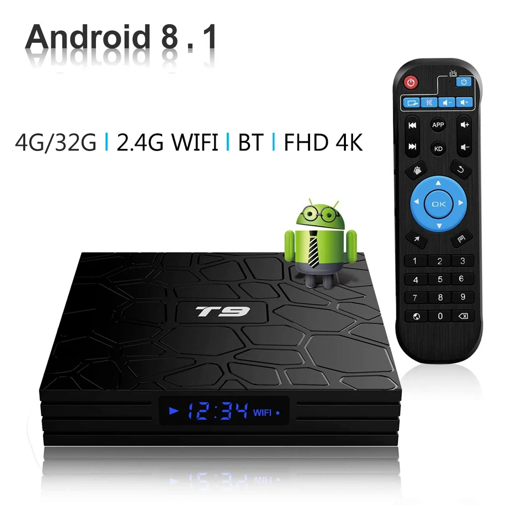 T9 Смарт ТВ бокс Android 8 1 SUNVELL 4 ГБ 32 64 Гб Rockchip RK3328 1080P H.265 4K Netflix YouTube PK H96 MAX