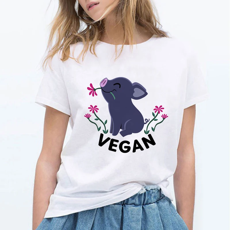Женская футболка с короткими рукавами Lus Los Not your mom milk Vegetarian Pig Повседневная