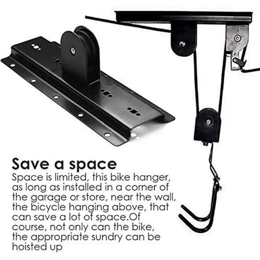 

Bike Bicycle Lift Ceiling Mounted Hoist Storage Garage Hanger Pulley Rack Portable _WK