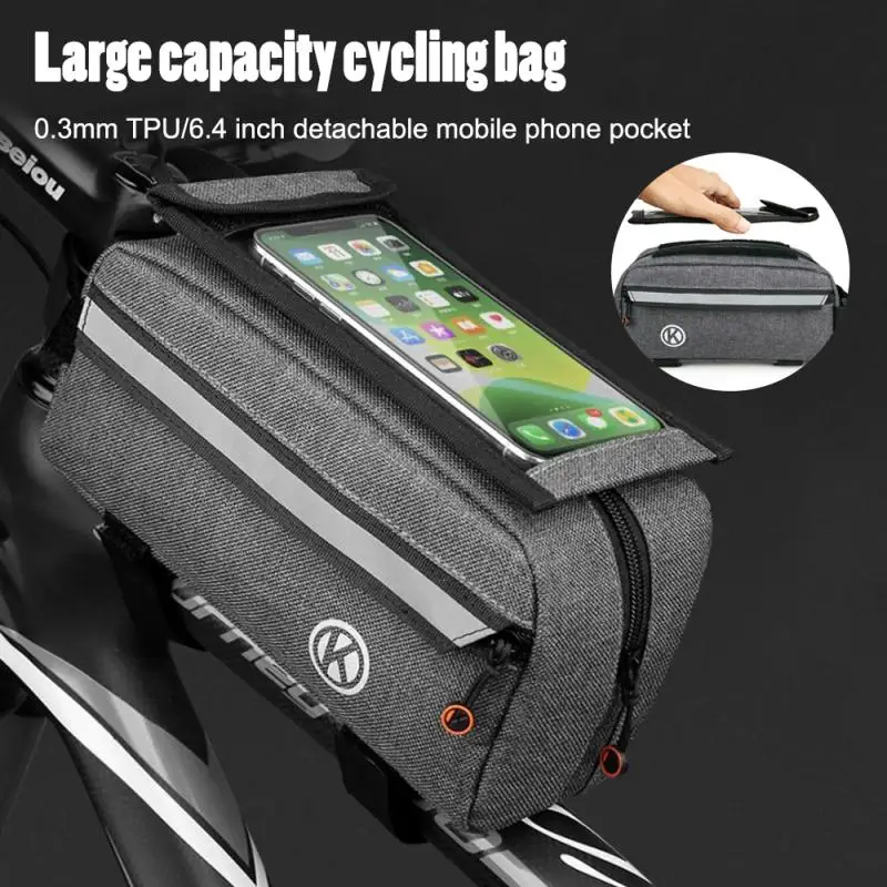

6.4 Inch Touch Screen Bicycle Bag Bike Frame Front Tube Bag Mobile Phone Case Waterproof Cycling Saddle Bag Bike Accessories