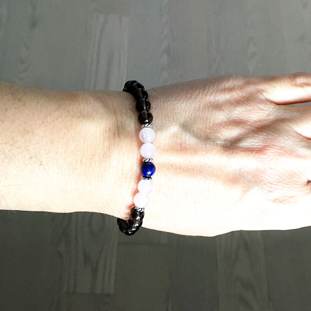 MG0823 6 мм натуральный дымчатый кварц браслет девушки сердце чакра любовь