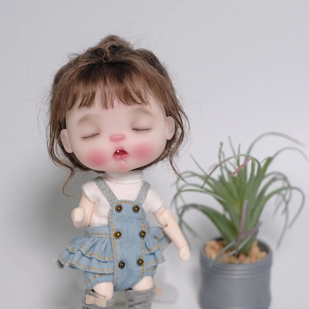 

BJD doll simulation hair suitable for 1/8 fashion neat bangs micro curls women's single mohair fake hair red brown linen etc