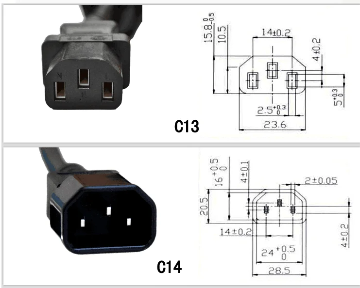 2 м C14 * C13 IEC320 штепсельная Вилка для Женский удлинитель переменного тока Кабель