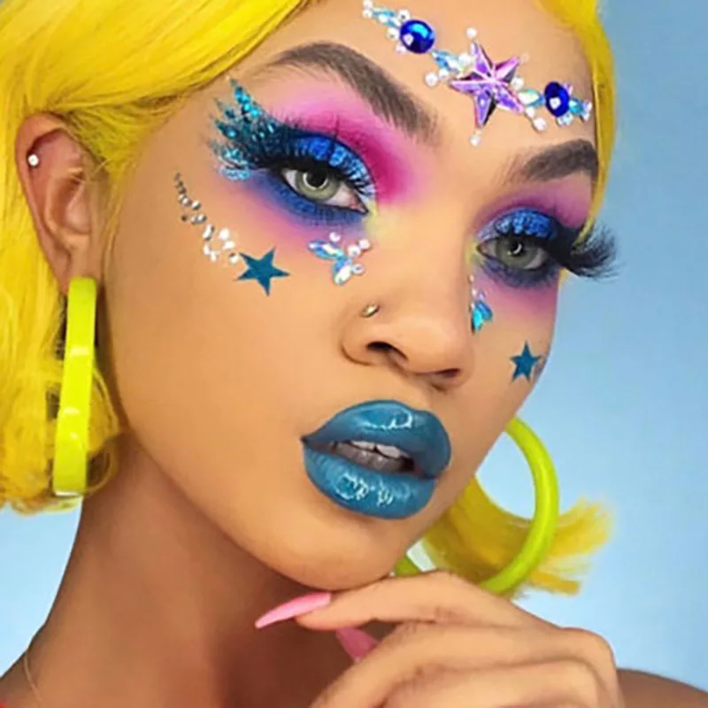 

Временные тату-наклейки Стразы с блестками, украшения для лица, драгоценности для лица, музыкальный фестиваль вечерние ринка, макияж, украш...