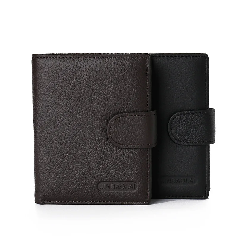 Brand Luxury Men Wallet Genuine Leather Hasp Multifunction Coin Purses Male Lychee Pattern Short Bifold Card Holder Money Clip