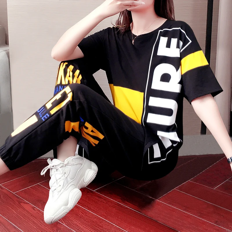 Tracksuit Women 2021 New Suit Female Summer Casual Loose Korean women's fashion short sleeve 2 piece set women |