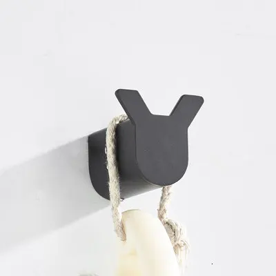 Robe hook Набор аксессуаров, угловой кронштейн, бумажный кронштейн, кронштейн для туалетной щетки, один набор черных аксессуаров для ванной комнаты из нержавеющей стали - Color: Robe hook