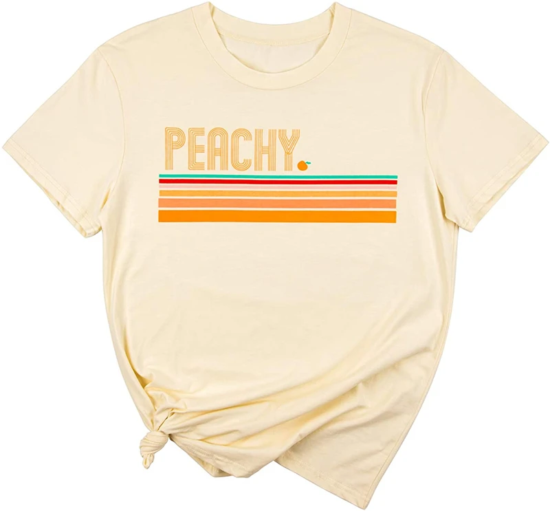 

Just Peachy T Shirt Womens Short Sleeve Casual Summer Graphic Tees Tops
