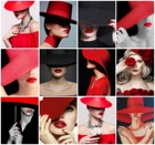 Diy 5D алмазов картина девушка в шляпе Вышивка крестом Алмазная вышивка с изображением красных губ женские мозаичная картина из стразов ручной работы подарок