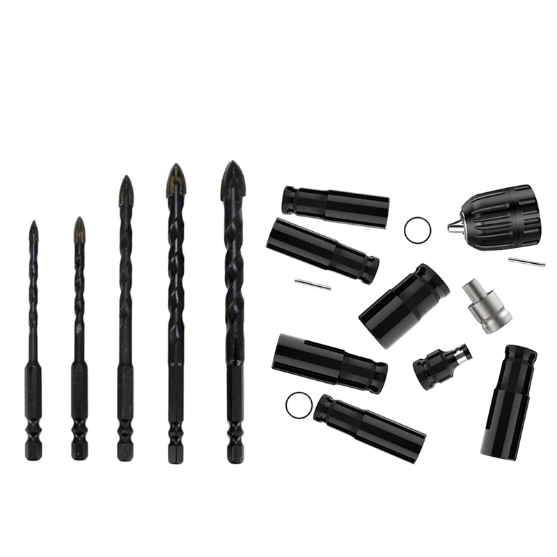 

1 набор сверл Overlord с четырьмя лезвиями, крестообразные шестигранные насадки для плитки и 1 комплект ударных торцевых головок, набор гаечных ...