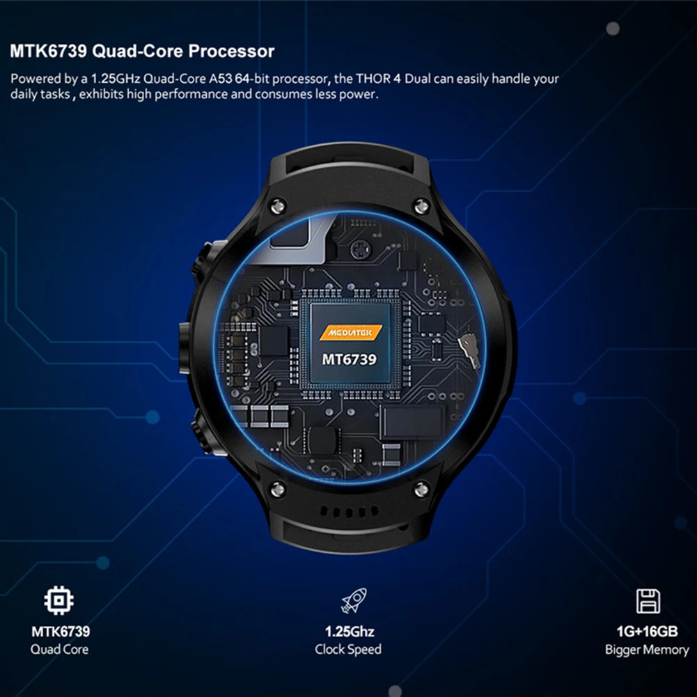 For Zeblaze THOR 4 Dual Smart Watch With 4G Dual Camera 1G Plus 16G Memory 530 MAh Battery Smart Watch Smart Electronics