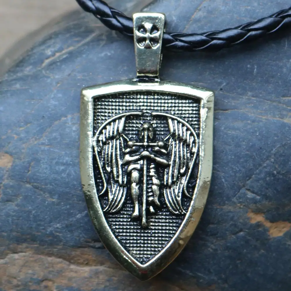 Goth St. Майкл защитит меня амулет Saint Shield талисман Подвеска Ожерелье Jwelry для женщин