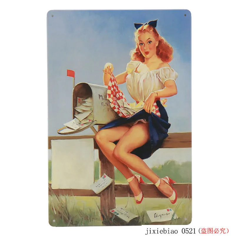 Pin Up Девушка Tintin металлические знаки плакат Автомобильная пивная доска настенная