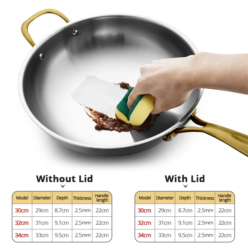 Сковорода для жарки с Нержавеющая сталь Индукционная кастрюля термостойкая