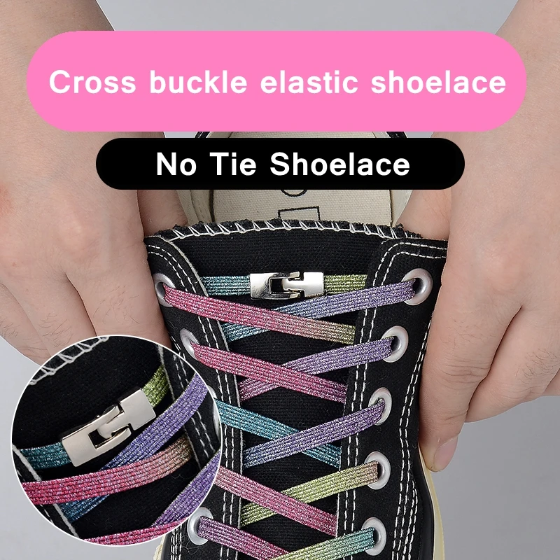 

1 Pair Cross buckle Shoelace Elastic Locking Shoelaces Candy Color No Tie Shoelace Sneakers Shoe laces Kids Adult Shoes Lace