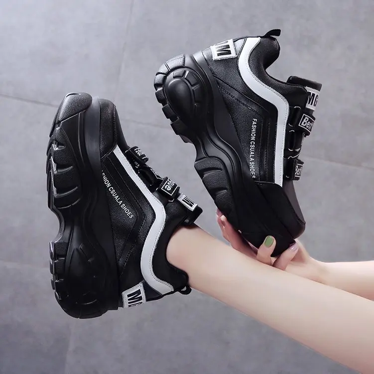 

Women Chunky Sneakers 2021 Fashion Platform Sneakers Ladies Brand Wedges Casual Shoes For Woman Leather Sports Dad Shoes 7cm