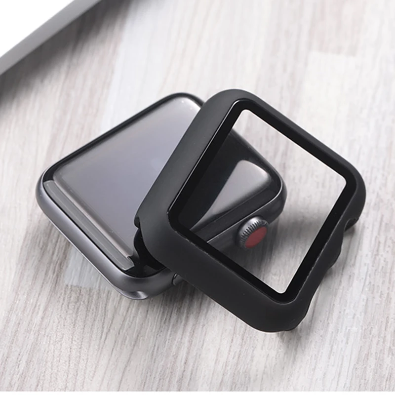 360 Full Protector Cover Glass for Apple Watch Series 5 4 3 2 1 matte Plastic bumper frame case film iWatch screen protector | Мобильные