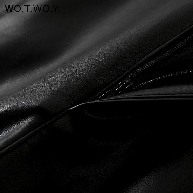 WOTWOY, осенне-зимние кожаные узкие брюки с высокой талией, женские уличные облегающие длинные кожаные брюки, женская одежда Harajuku