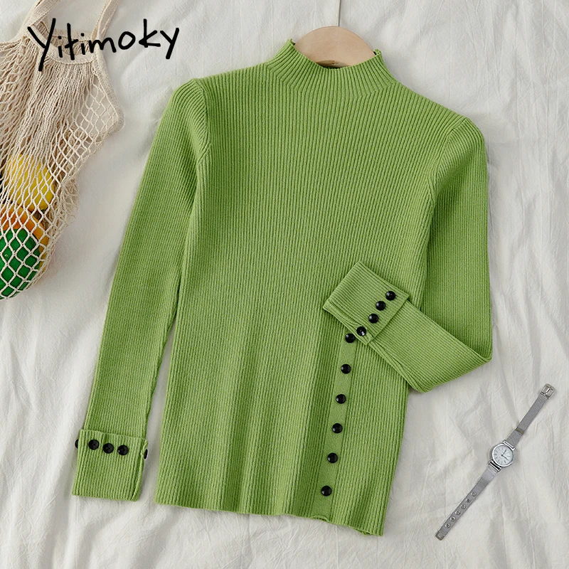 Зимняя одежда женский свитер полуводолазка платье корейский топ зеленые