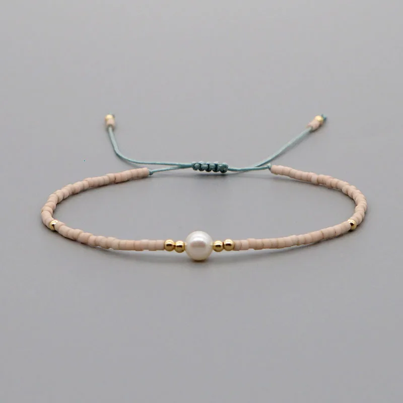 

Charms Thin Multicolour Beads Handmade Woven Pearl Bracelets For Women Boho Adjustable Rope Lady Jewelry