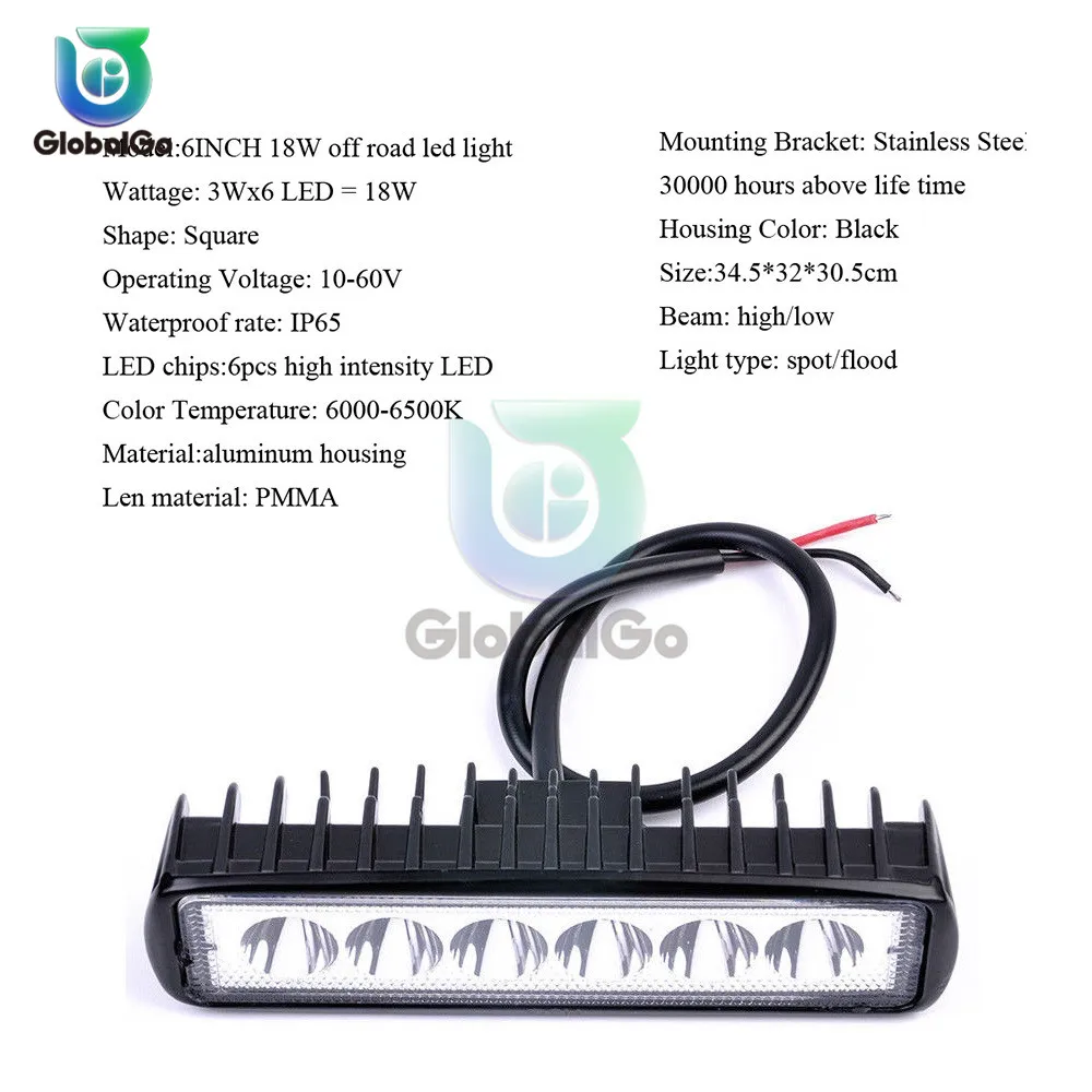 18 Вт 6 светодиодный DC 12 В автомобильный головной светильник аксессуары для ламп