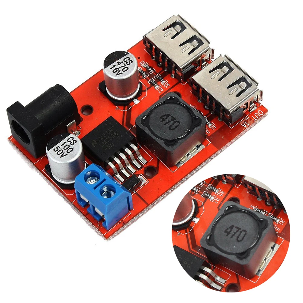 3A Напряжение плата регулятора DC 9/12/24/36V 5V Dual USB Автомобильное зарядное устройство