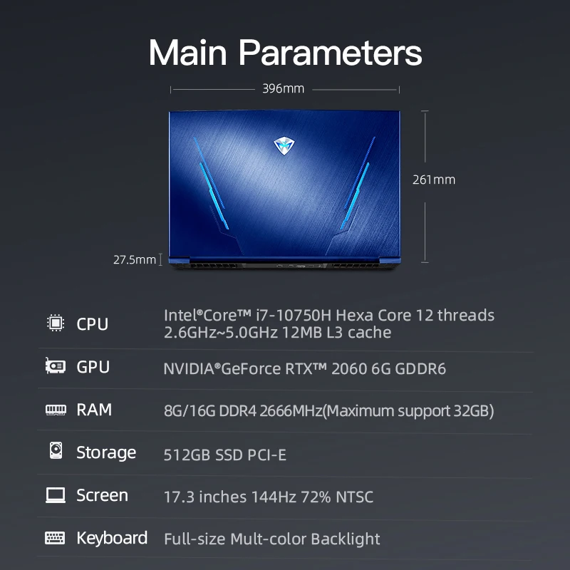 Игровой ноутбук Machenike F117 FPD RTX 2060 2020 дюйма Intel Core i7 10750H 8 Гб 512SSD 17 3 дюймов 72% NTSC IPS