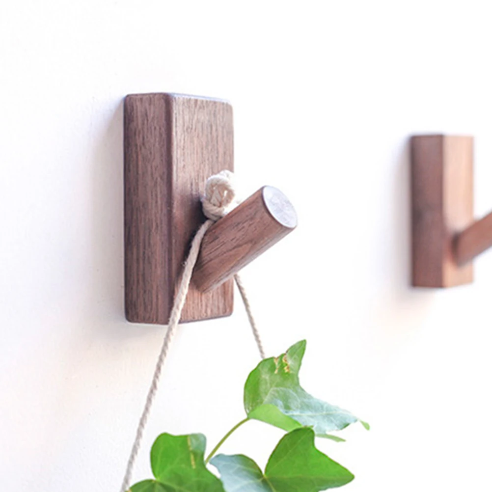 Крючок из твердой древесины креативный клейкий крючок для задней двери вешалка