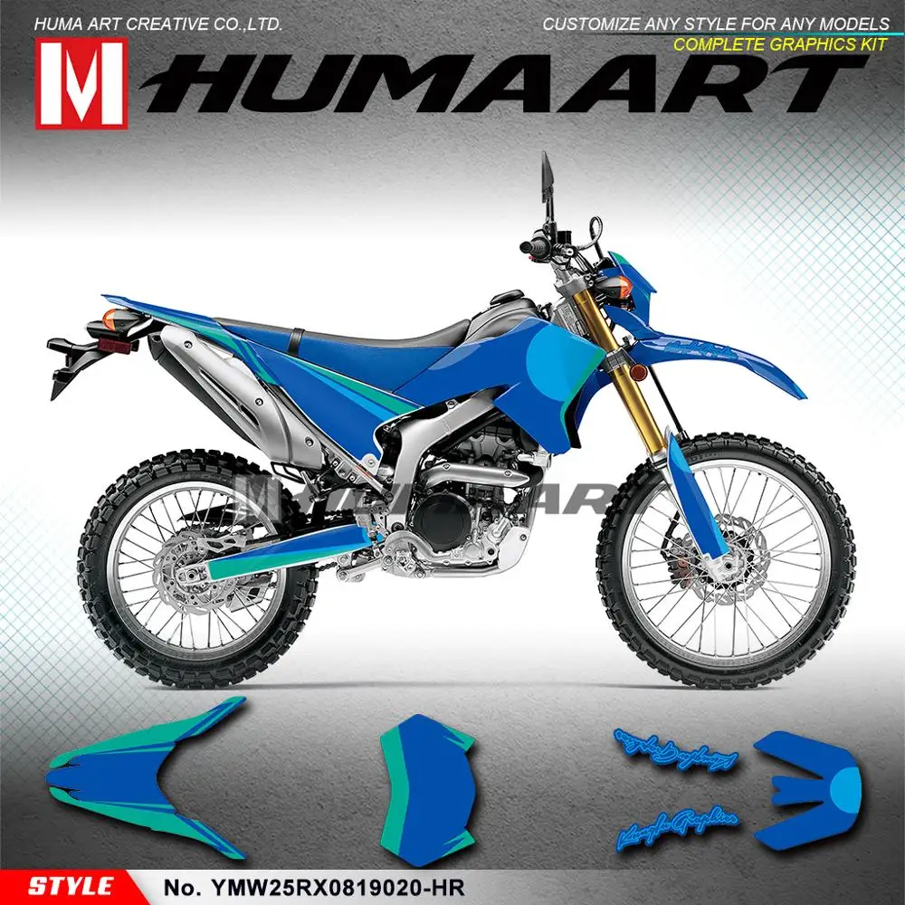 Huпера графика полный комплект наклеек синий виниловый клей деко для WR250R WR250X WR 250 R