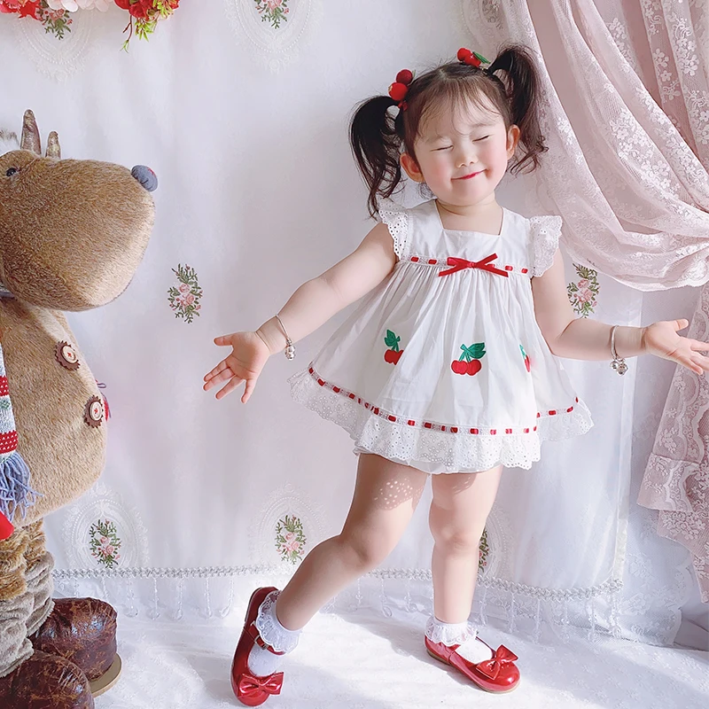 При индивидуальном заказе Винтаж Платья для малышей костюм с вышитыми вишенками