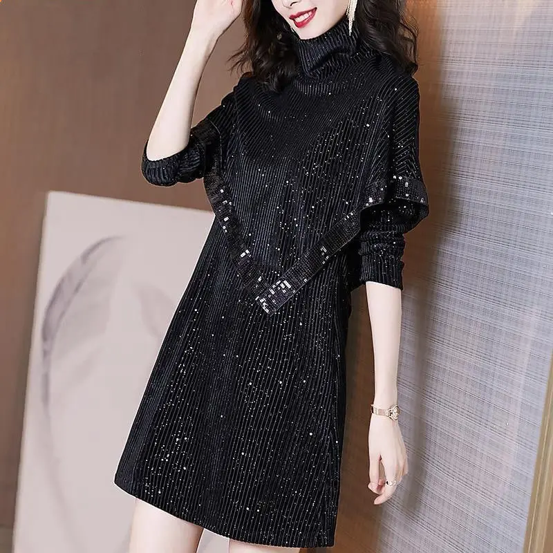 

Plus Velvet Thick Fat Mm Bottoming Dress Women's 2020 Winter Wear New Loose-fitting Winter Skirt