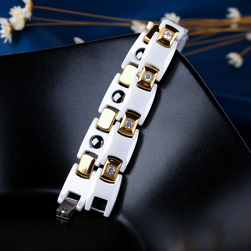 Здоровая магнитная сила титановые браслеты Био энергия белый керамический