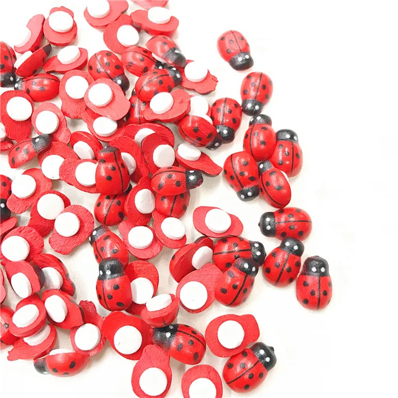 

250PCS Mixed Wooden Ladybug Flatback Cabochon Decoration Wood DIY Crafts for Scrapbooking Cardmaking Cute DIY Accessories