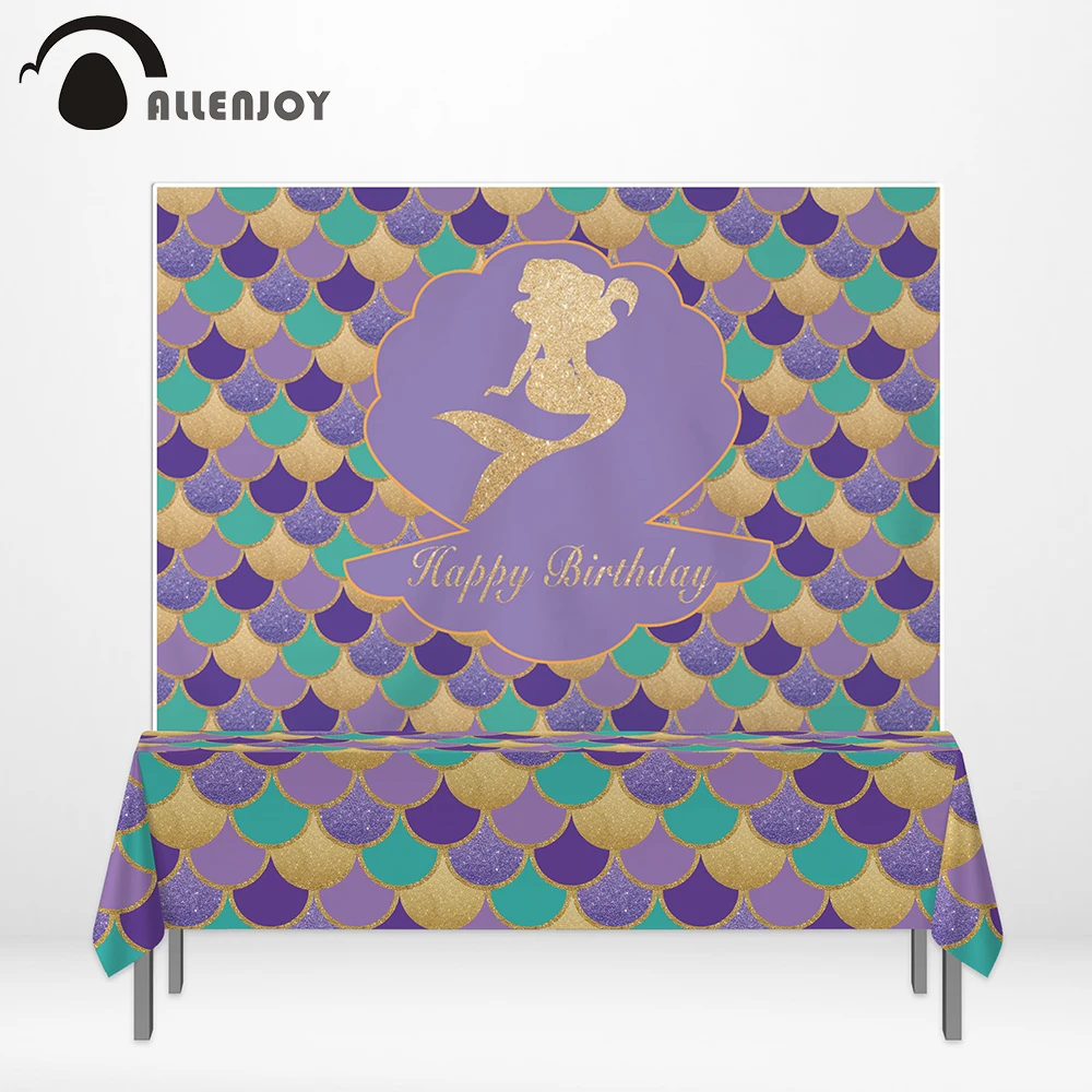 Allenjoy скатерть фотография Фон чешуя Русалки ракушка фиолетовый блеск Принцесса