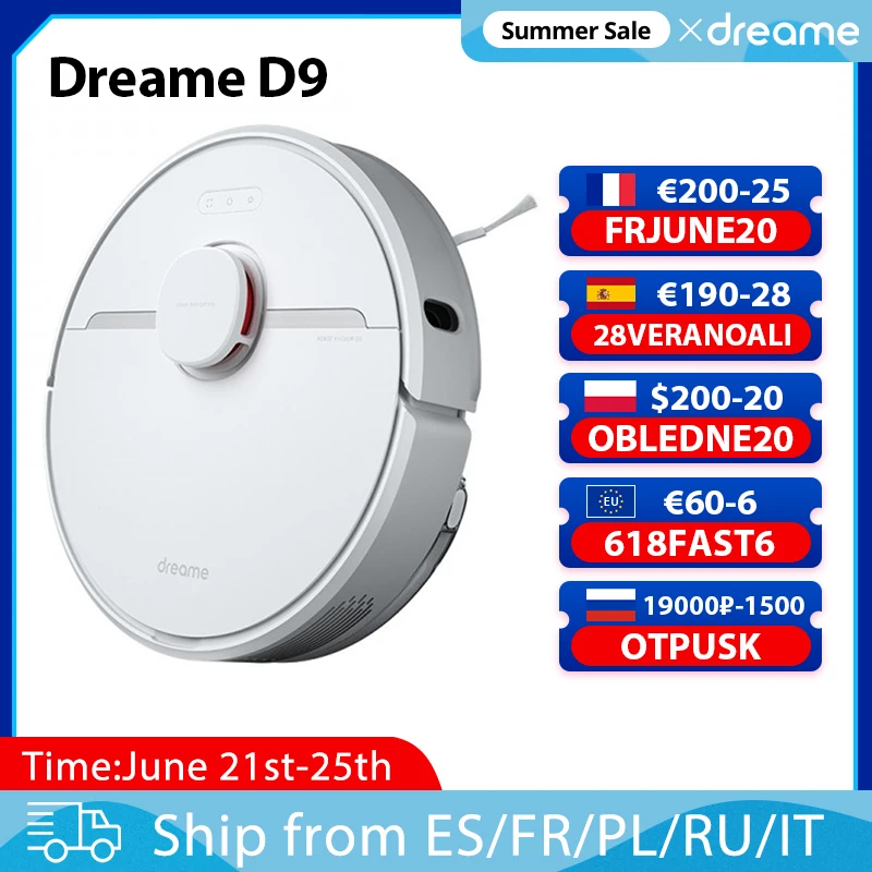 【Promo Code：OTPUSK】Dreame D9 робот пылесос глобальная версия 3000Pa всасывания подметальная